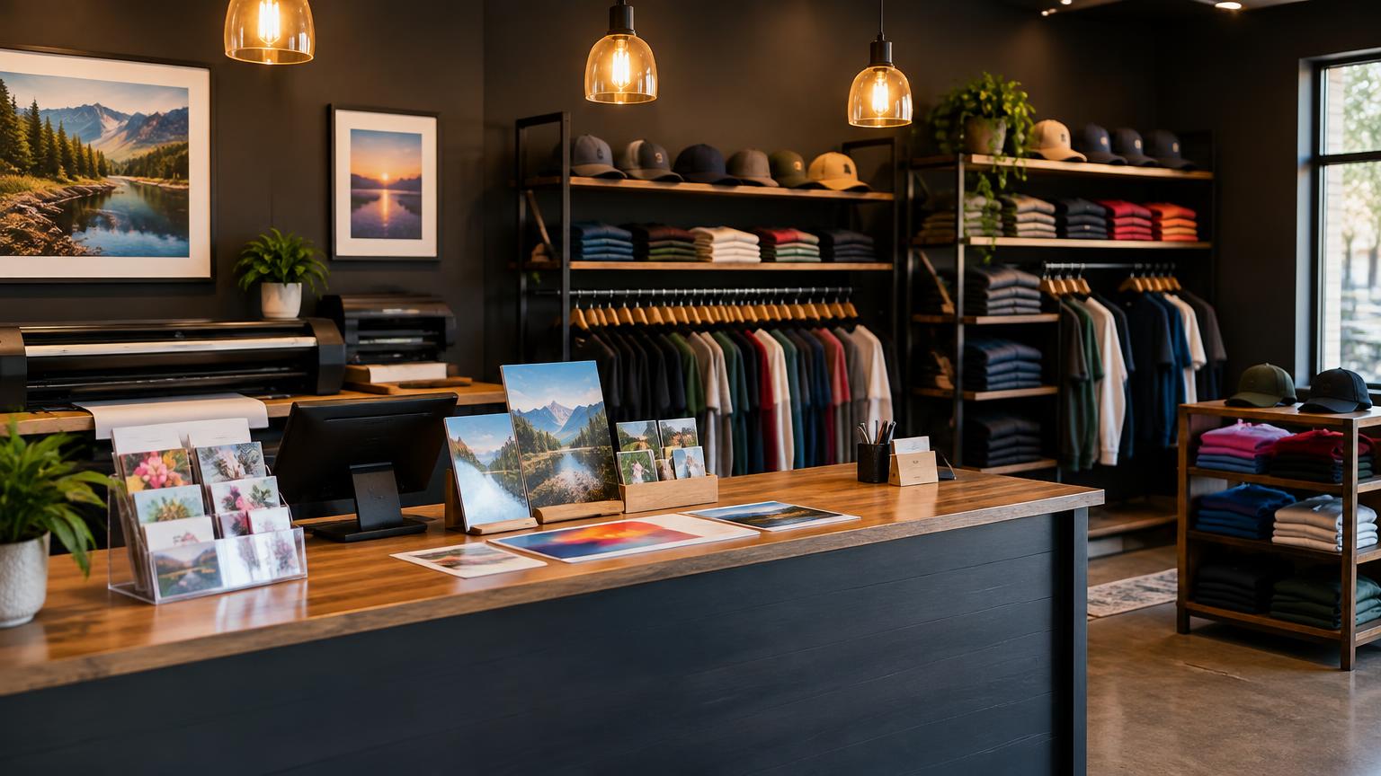 The front counter at the Arif Printing shop in Aurora, Colorado